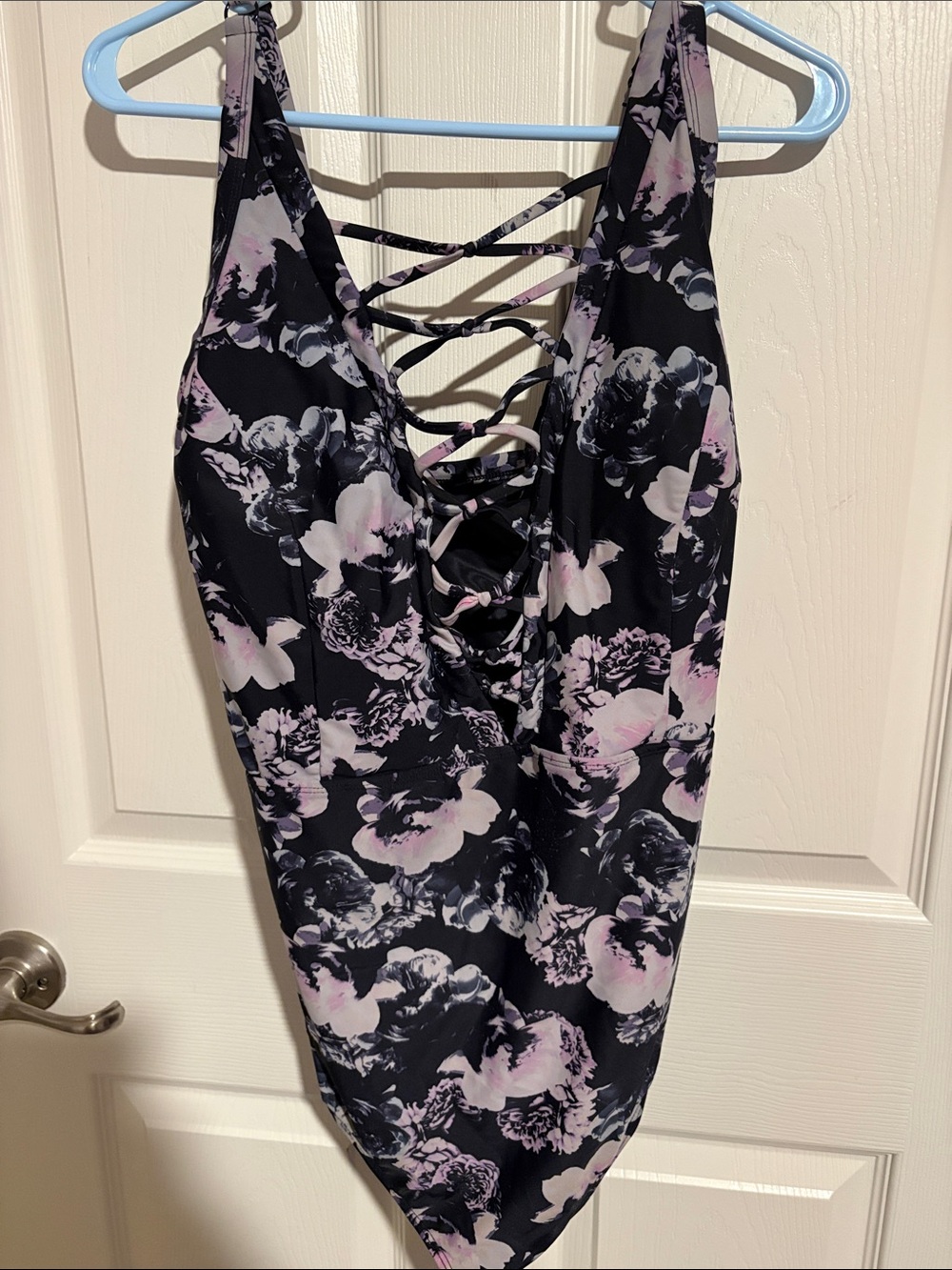 torrid Black Floral One-Piece Swimsuit with Pink Accents